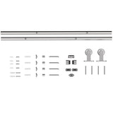 HOMCOM Sliding Door Hardware Kit Smooth Quiet 304 Stainless Steel for 180cm Track Sliver Tone