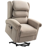 HOMCOM Velvet-Feel Electric Riser Recliner Chair with Footrest & USB Port – Power Lift Armchair, Khaki