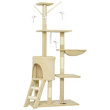PawHut 134cm Multi-Level Cat Tower with Condo and Sisal Scratching Posts – Indoor Cat Tree, Beige