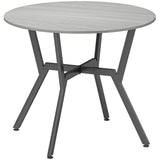 HOMCOM Round Dining Table for 4 with Metal Frame and Anti-Slip Foot Pads, 90cm – Space-Saving Kitchen Table, Grey