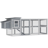 PawHut Large Chicken Coop with Covered Run, Nesting Box and Pull-Out Tray – Wooden Hen House, Asphalt Roof