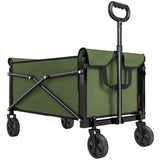 Outsunny Folding Festival Trolley on Wheels, 80L Compact Camping Cart with Adjustable Handle, Green