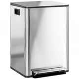HOMCOM 40L Dual Compartment Pedal Bin with Soft Close Lid, Deodoriser Holders – Stainless Steel Kitchen Bin, Silver Tone