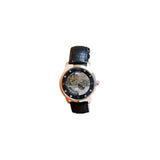 NY London Mens Automatic Dial Analogue Silver/Black Leather Strap Watch