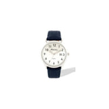 Ravel Men's Silver-Tone Dated Watch with Silver Dial and Black Faux Leather Strap