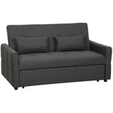 HOMCOM Three-Way Two-Seater Sofa Bed with Click-Clack Reclining Back – Pull-Out Guest Bed, Charcoal Grey