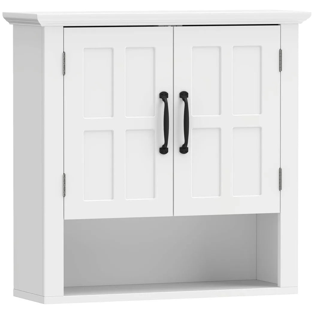 HOMCOM Wall-Mounted Bathroom Cabinet with 2 Doors & Adjustable Shelf – Medicine Cabinet, White