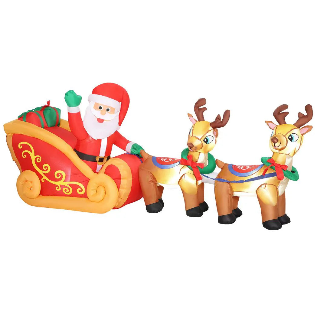 Outsunny 7.9ft Christmas Inflatable Santa on Sleigh with Two Reindeer