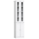 HOMCOM Tall Bathroom Storage Cabinet with 6 Tiers, Adjustable Shelf and 4 Soft-Close Doors – Slim Floor Cabinet, White