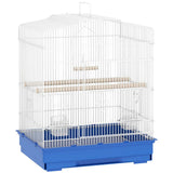 PawHut Large Metal Bird Cage with Perches, Feeders and Swing – For Budgies, Parakeets and Finches, Blue