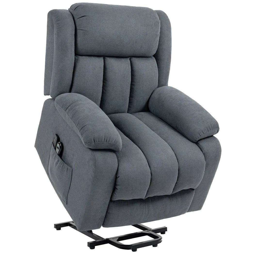 HOMCOM Power Lift Recliner Chair with Vibration Massage, Footrest and Remote – Electric Riser Chair, Grey