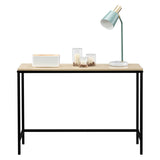Industrial Style Console Table with Metal Frame – Single-Layer Entryway & Sofa Side Table, Light Walnut