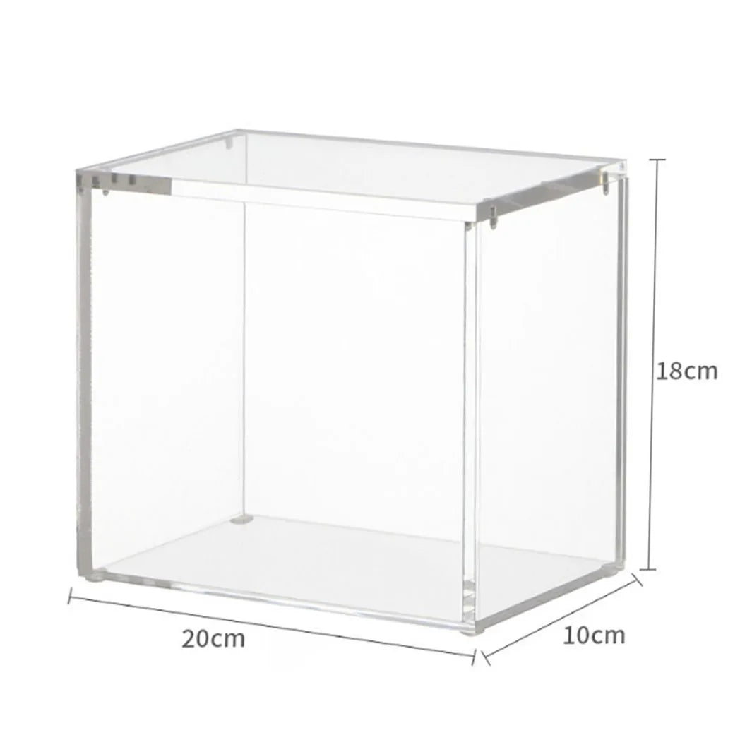 Clear Acrylic Display Box with Magnetic Lid and Base, Dustproof Storage Case, 20 cm