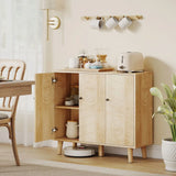 HOMCOM Vintage Sideboard with Chevron Doors and Pine Wood Legs – Soft-Close Kitchen and Living Room Storage