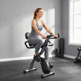 SPORTNOW 4-in-1 Folding Exercise Bike with Resistance Bands, 8-Level Magnetic Resistance & Bluetooth App, Black