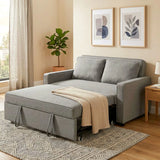 HOMCOM Double Click Clack Sofa Bed with Adjustable Backrest – 3-in-1 Pull-Out Bed for Living Room, Grey
