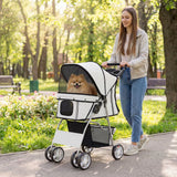 PawHut Dog Pram with Reflective Strips and 360° Swivel Wheels – Foldable Pet Stroller, Grey