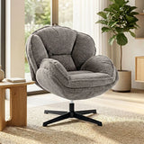 HOMCOM Modern Wingback Accent Chair with Four-Star Base and S-Springs – 360° Swivel Velvet Armchair, Grey
