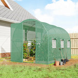 Outsunny 2 x 3m Walk-In Polytunnel Greenhouse with Hinged Door and 6 Roll-Up Windows – Garden Tunnel, Green