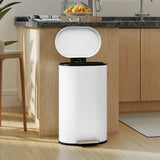 HOMCOM 30L Modern Curved Pedal Kitchen Bin with Soft-Close Lid and Removable Bucket, White