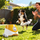 PawHut Automatic Dog Ball Launcher with 5 ETPU Balls, 6/10/14m Settings – Rechargeable Fetch Toy, Orange