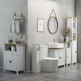 kleankin Under Sink Bathroom Cabinet with U-Shaped Cut-Out – For Basins Without Pedestal, White
