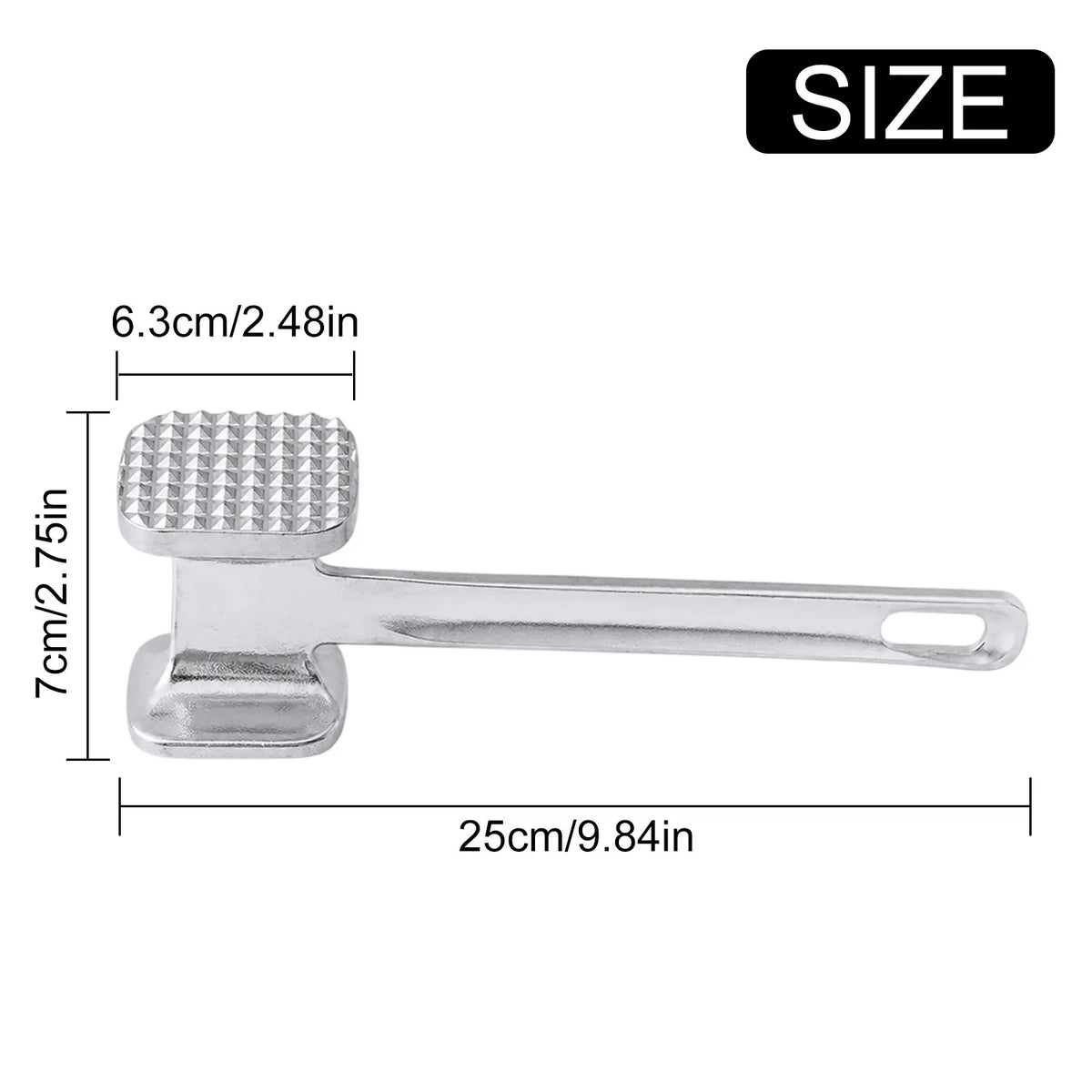 Dual-Sided Meat Mallet Tenderiser, Aluminium Alloy with Ergonomic Handle – Steak, Pork & Chicken Kitchen Hammer
