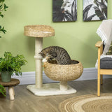 PawHut 72cm Cat Tree with Sisal Scratching Post, Two Beds & Toy Ball – Kitten Activity Tower, Beige