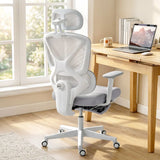 HOMCOM Ergonomic Office Chair with Adjustable Headrest, Lumbar Support & Legrest – Reclining Mesh Chair, Grey