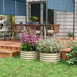 Outsunny Set of 2 Galvanised Raised Garden Beds with Safety Edging – Open-Bottom Planters, Cream White