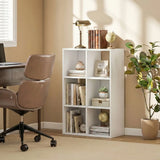 HOMCOM Industrial Style 3-Tier Storage Shelf with 6 Compartments – Bookcase for Living Room, White Wood Effect