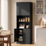 HOMCOM 170 cm Kitchen Pantry Cabinet with Soft-Close Hinges – 6-Tier Storage Cupboard, Black