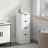 HOMCOM 4-Drawer Narrow Bathroom Cabinet, Freestanding Storage Unit with Groove Handles for Small Spaces, White