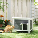 PawHut Outdoor Cat House with Insulation and Openable Roof – Weatherproof Shelter for Cats, Grey