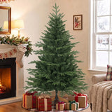 HOMCOM 5ft Artificial Christmas Tree with Hinged Branches & Solid Pine Wood Stand – 150cm, Green