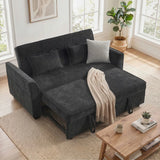 HOMCOM 2 Seater Sofa Bed, 4-in-1 Convertible with Dual Pull-Out Beds – Chenille Sleeper Sofa, Black