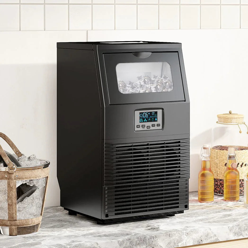 HOMCOM Commercial Ice Maker with 4kg Ice Storage, Up to 30kg Daily – Square Ice Cube Machine, Black