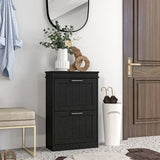HOMCOM Slim Shoe Cabinet with 2 Flip Drawers, Holds 10 Pairs, 82.5 x 54 x 24 cm – Black