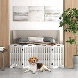 PawHut Wooden Freestanding Dog Gate, 4-Panel Foldable Pet Barrier for Doors and Stairs, 207.5cm, White