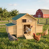 PawHut Wooden Chicken Coop with Two Nesting Boxes, Openable Waterproof Roof & Pull-Out Tray – Hen House, 150cm
