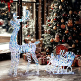Outsunny Lighted Reindeer & Sleigh, 170 LEDs