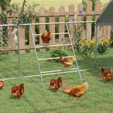 PawHut Chicken Perch Roosting Ladder with Four Tiers – Wooden and Galvanised Steel Jungle Gym for Coop, Backyard Farm