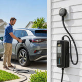 HOMCOM 10 m Type 2 to 3-Pin Plug EV Charger, 2.8 kW, 6-13 A, IP65 Portable Charging Cable with LCD & 1-12 h Timer