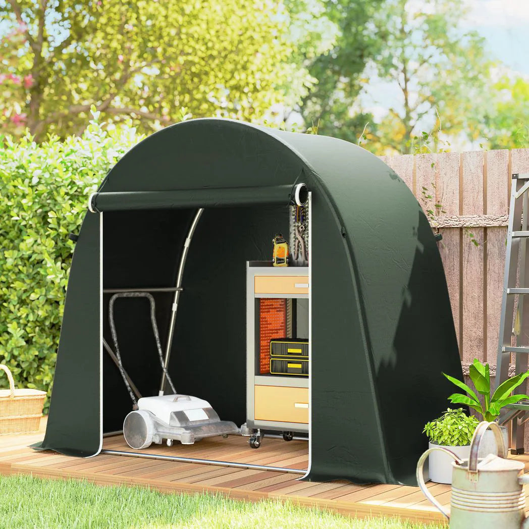 Outsunny 8 x 4 ft Garden Storage Tent, Waterproof Bike Shelter with Roll-Up Zip Door, Green