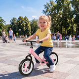 AIYAPLAY 11.2" Toddler Balance Bike with Light-Up Wheels, Adjustable Seat & Handlebar, 360° Steering – Ages 2-5, Pink