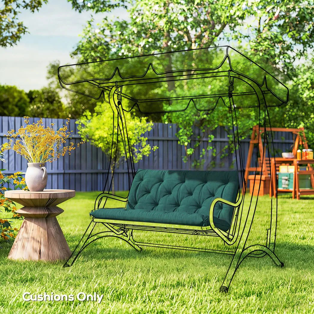 Outsunny 2 Seater Garden Bench Cushion with Backrest and Ties, Indoor and Outdoor, 98 x 100 cm, Green