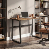 HOMCOM Industrial Writing Desk with Metal Legs – Home Office Computer Table, Rustic Brown and Black