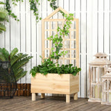 Outsunny Distressed Wood Planter with Trellis, 90x43x150cm