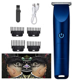 Electric Hair Clipper and Beard Trimmer with 4 Limit Combs & R-Shaped Floating Blade – Rechargeable, Blue