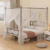 HOMCOM King Size Canopy Bed Frame with Headboard and Footboard – Metal Four-Poster Bed, Black